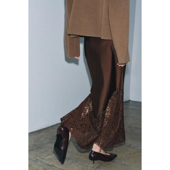 ZARA SATIN EFFECT LACE SKIRT ZW COLLECTION - Picture 7 of 10